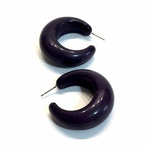Black Vintage Lucite Lucille Chunky Hoop Earrings